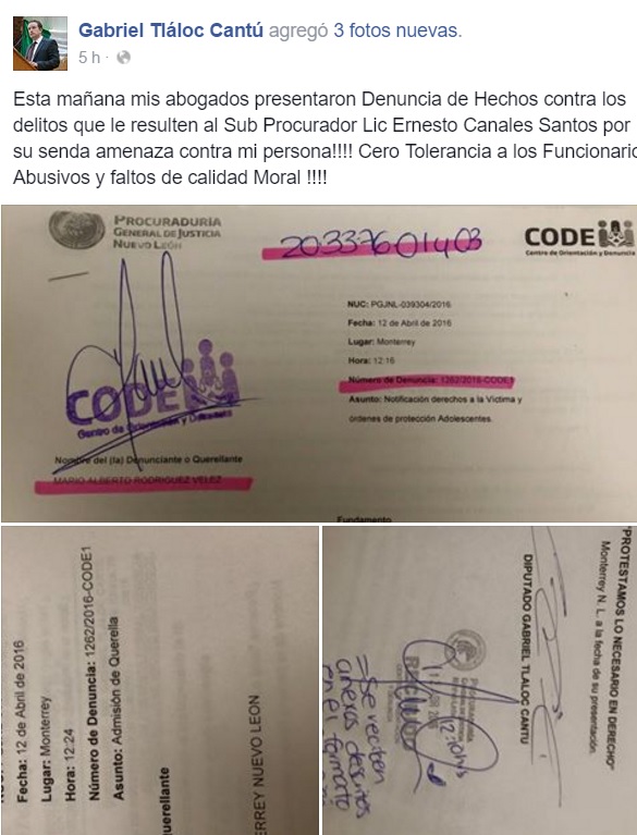 gabriel tláloc denuncia