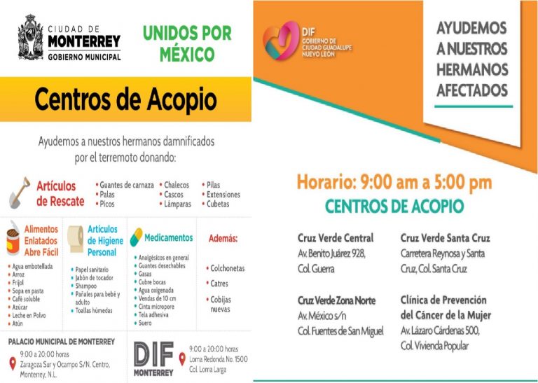 Instalan centros de acopio para los damnificados del sismo de la CDMX ...